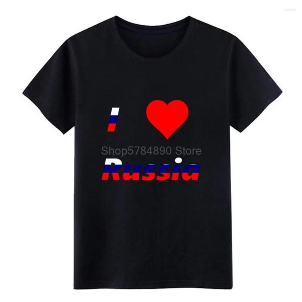 Herren T-Shirts I Love Russia Shirt Männer Anpassen Kurzarm O-Ausschnitt Slim Crazy Fashion Sommer Stil Buchstaben