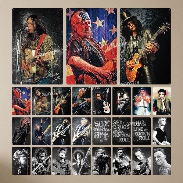 Rock Band Musica Cantante Poster Vintage Metal Targa in metallo Man Cave Bar Cafe Wall Plate Decor Vintage Home Decoration Targhe Pittura 30X20cm W03