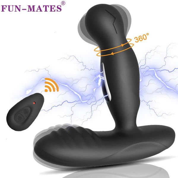 Giocattoli anali Massaggiatore prostatico a 360 gradi Shock elettrico Butt Plug Vibratore Sesso per uomo Buttplug Adult Sexshop 230307
