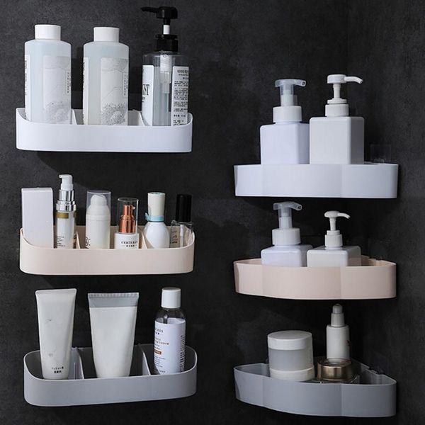 Bad Lagerung Organisation Kunststoff Wand Regal Klebstoff Rack Ecke Dusche Küche Home Dekoration Zubehör C401