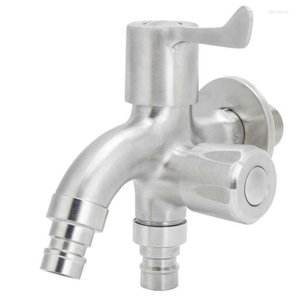 Rubinetti per lavabo da bagno Rubinetto per acqua con filettatura maschio G1 / 2 pollici Rubinetto per acqua in acciaio inossidabile a doppia uscita per lavatrici da giardino Rubinetti a spruzzo Aeratore