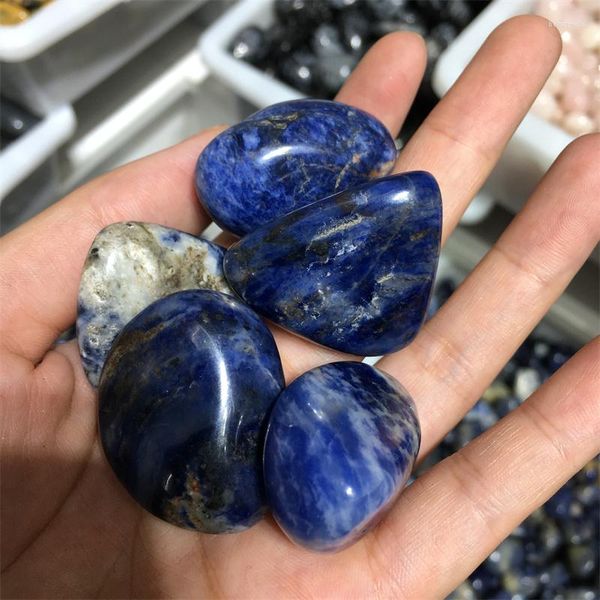 Estatuetas decorativas de qualidade Sodalite Tumble Stone por atacado de reiki cura caiu para decoração em casa