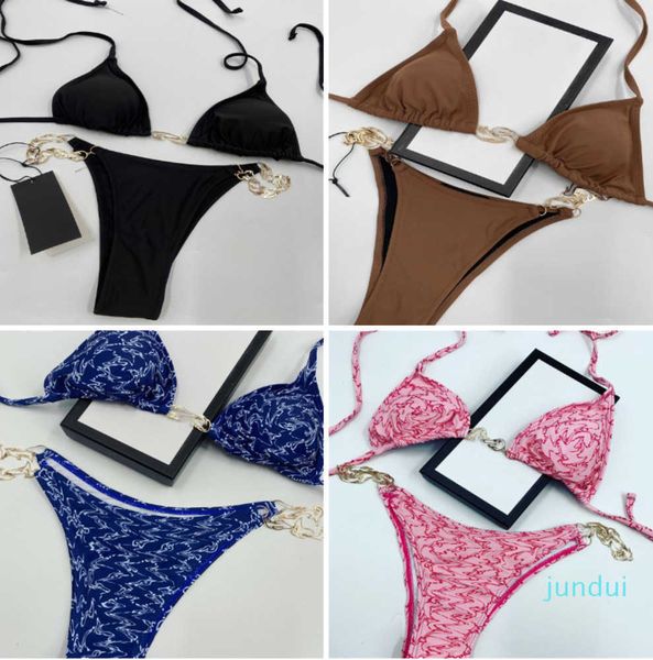 Designer Fashion G Chain nero Donna Costumi da bagno Bikini multicolori Summer Time Beach Costumi da bagno Wind Design avanzato 23ess