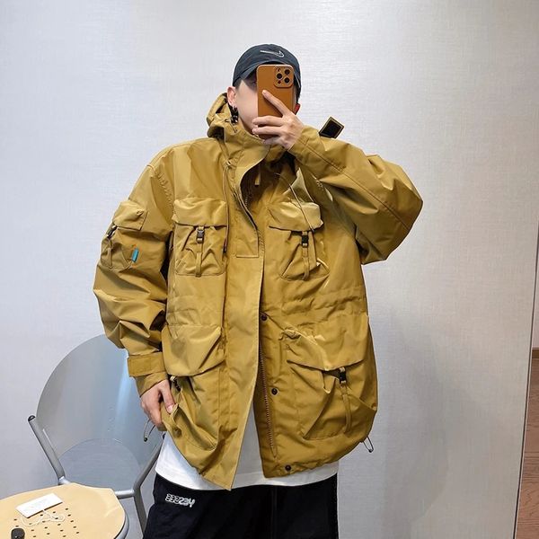 Mountain Series Giacche cargo multitasche da esterno con cappuccio Cappotto impermeabile streetwear giapponese Harajuku Top casual Abbigliamento uomo