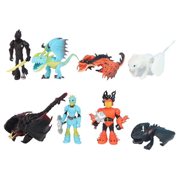 8pcs Set Dragon 2 Anime Figuras de Ação de Figuras do PVC Evil PVC Mini Felizs Exibir modelos Kids Toys 5-9cm/2-3.5inch