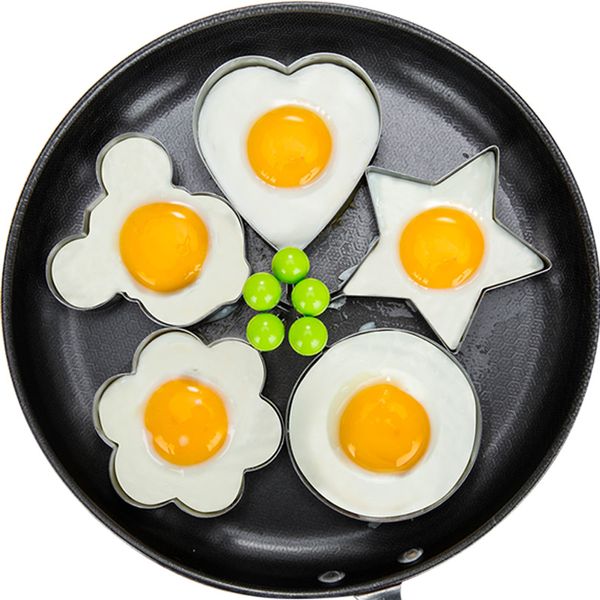 Ferramentas de ovo omelete de café da manhã em aço inoxidável com alça utensílios de cozinha Love Flower Bento Mold Utensílios de assadeira omelete omelete