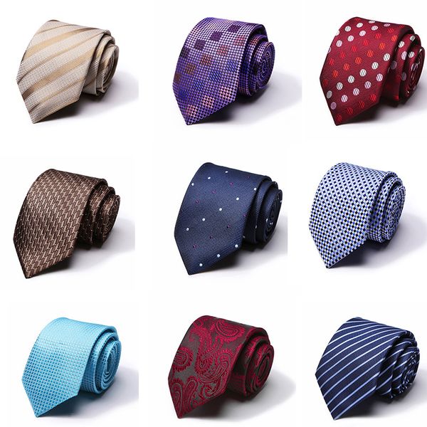 150pcs Tie masculino de 7,5 cm de pescoço festas de negócios casamento vestuário formal desgaste de poliéster Acessórios de moda de seda por atacado 60 cores
