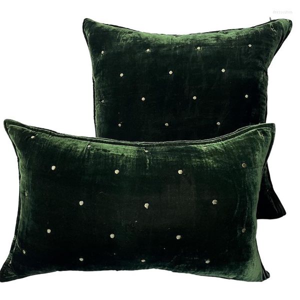 Kissen Vintage Luxus grün bestickt Samtbezug Couch dekorative Hülle Art Home Simple Dot Sofa Stuhl Coussin