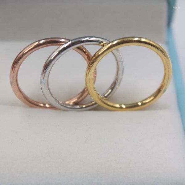 Cluster-Ringe aus reinem 18 Karat Gold für Frauen und Mädchen, glattes Band, echte Rose, Glück, US-Größe 7/8, Geschenk, Verlobungsschmuck, gestempelt, 1 Stück