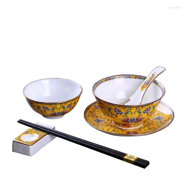 Tigela tigela tigela e prato conjunto casa casa cerâmica Creative Chinese Bone Combination Single China