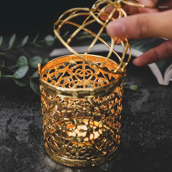 Titulares de vela Luxury criativo aromático aromático europeu pequeno gaiola de pássaro metal vintage de Natal