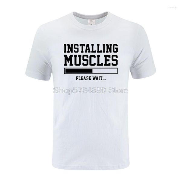 Camisetas masculinas camisa de algodão casual de verão para homens músculos de instalação exercitam slogan engraçado tshirt tshirt manga curta de t-shirt plus size