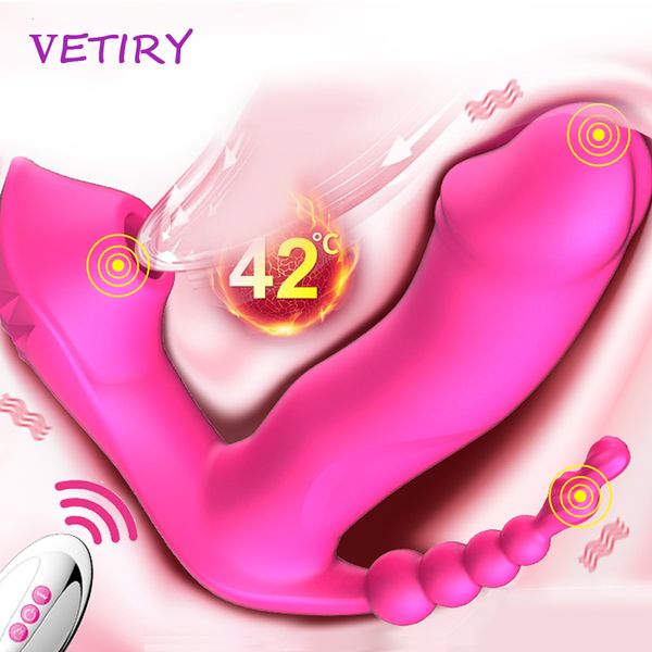 Vibratoren 3 IN 1 Saugen Heizung Tragbarer Dildo Anal Vagina Klitoris Stimulator Sex Spielzeug für Frauen Gspot Oral Saugen 230307