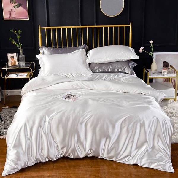 Bedding Sets Home Home Rayon Satin Bedding Set Luxury Single Double Toupet Conjunto Conjunto de Cama de Bantaria Rainha de Alta Qualidade Não Lençóis 230308