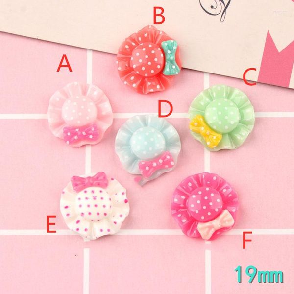 Charms Fashion Polka Dots Style Resin Cabohons 10pcs 19mm Ribbon Knot Bow Decorato Flatback Clay Bead Abbellimenti Sticker