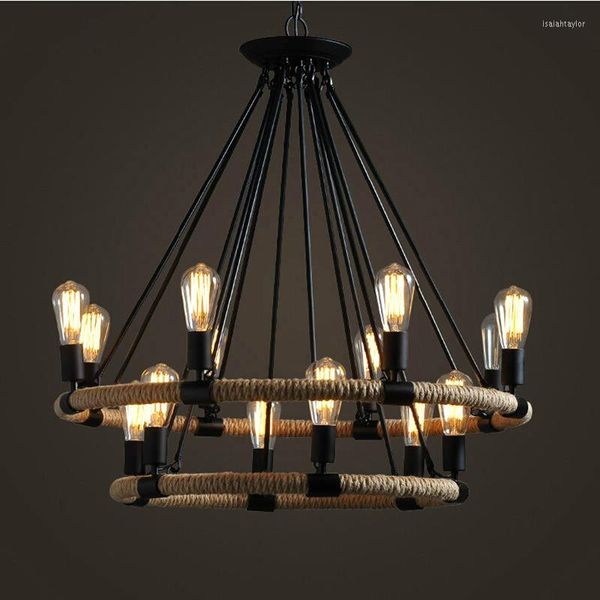 Lâmpadas pendentes iluminagem industrial retro LIGHT INDUSTRIAL ROPE EDISON BULB LAMPE LAMPE HANGLAMP Teto