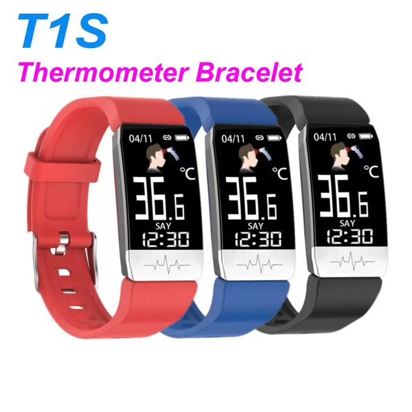 T1s Bluetooth Pulseira Inteligente Relógio para Faixa de Telefone com Temperatura Corporal Rastreador de Fitness Pressão Arterial