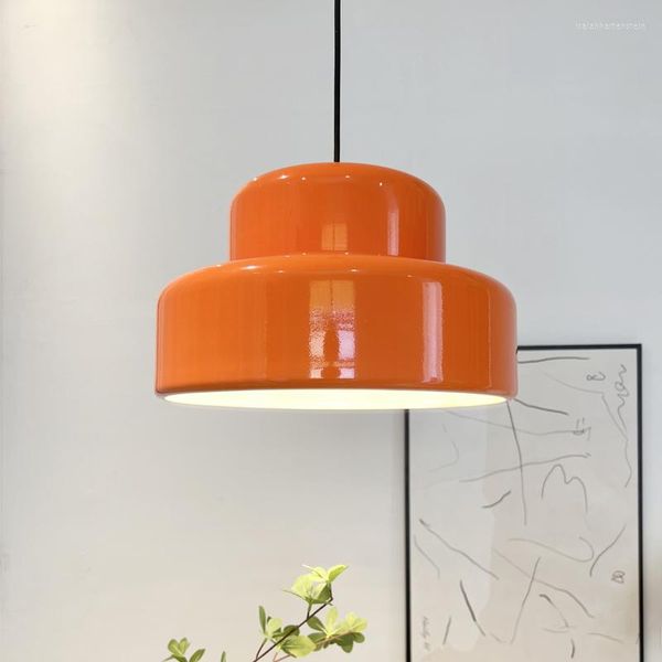 Lampade a sospensione 2023 Simple Nordic Orange Metal E27 Tavolo Cucina Sala da pranzo Living Island Lamp