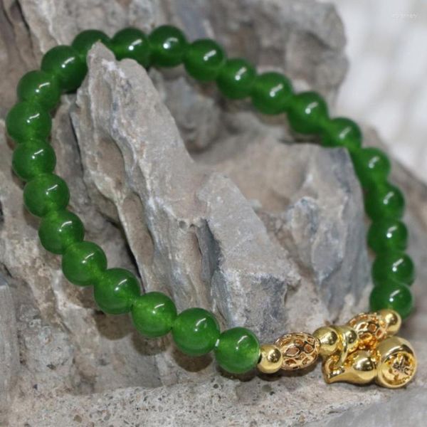 Chegada de fita Natural Taiwan Green Jades Stone Chalcedony Women Bracelet de 6 mm de miçangas redondas de jóias elegantes fabricação de 7,5 polegadas B1940