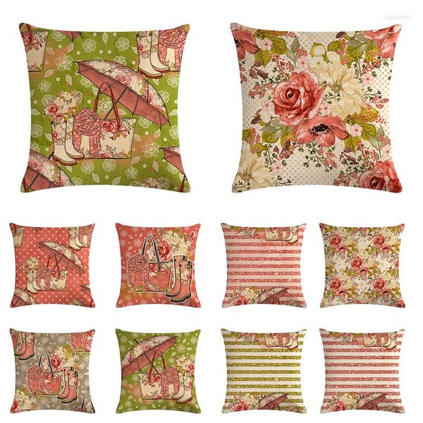 Подушка для подушков корпус розовый цветочный диван зонт спальня домашний декор бросает almofadas zy912