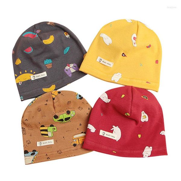 HATCHS SPRING Autumn Autumn Hat bebê chapéu Beanie crianças meninas desenhos animados animais imprimem algodão nascida Caps Caps Boyies Bonnet