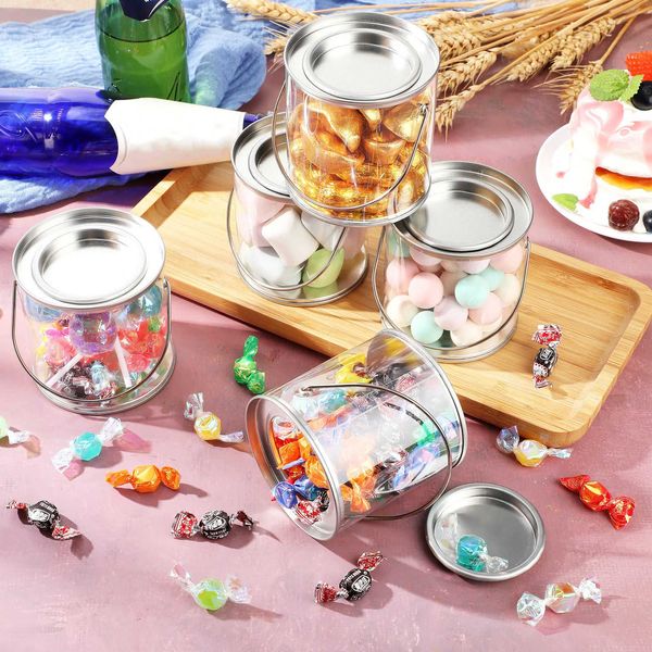 Garrafas de armazenamento Jars 12 PCs Clear Candy frascos transparentes de tinta de PVC com tampa de decorações de festas de casamento DIY Halloween truque ou tratamento de doces J230301