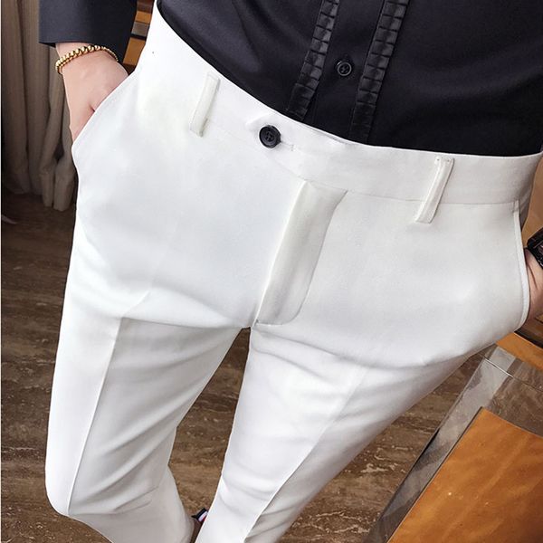 Pantaloni da uomo Taglie forti 3828 Primavera Estate Lunghezza caviglia Abito da uomo Pantalone Colore puro Business Abito slim fit Pantaloni da sposa per feste sociali 230307