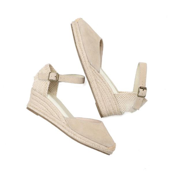 Sandalen Schöne Top Wedges Echte offene feste Sapato feminino Damen elastische Espadrilles Wedge Flatform Casual Sandale