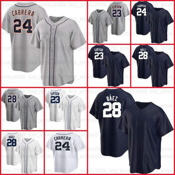 24 Maglia da baseball Miguel Cabrera 28 Javier Baez Kirk Gibson Jonathan Schoop Akil Baddoo Eric Haase Spencer Torkelson Willi Castro 17 Austin Meadows 13