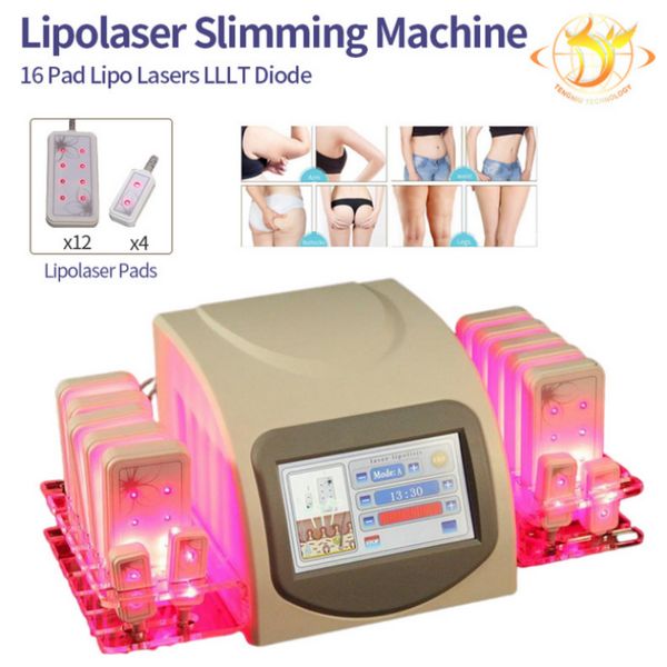 Stock In Us Best Quality Fat Loss 5Mw 635Nm-650Nm Lipo Laser 14 Pad Cellulite Rimozione Beauty Body Shaping Macchina dimagrante Beauty Equipment123