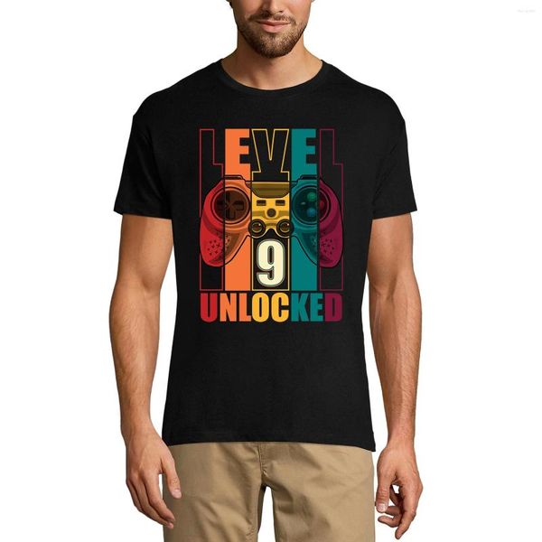 Camisetas masculinas de camisetas masculinas Nível 9 desbloqueadas - Funny Gamer 9º aniversário Tee