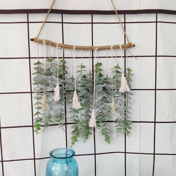 Flores decorativas de eucalipto artificial folhas de planta tamel de parede de penduramento decoração de casa de férias de jardim ornamento
