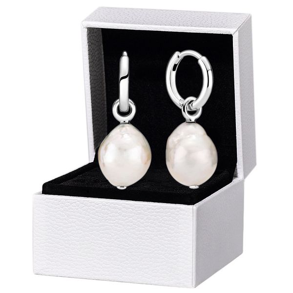 Brincos brancos de pérolas de pérolas de prata real para festas de festas de casamento de pandora para feminino brinco de designer de presentes com caixa de varejo original com caixa de varejo