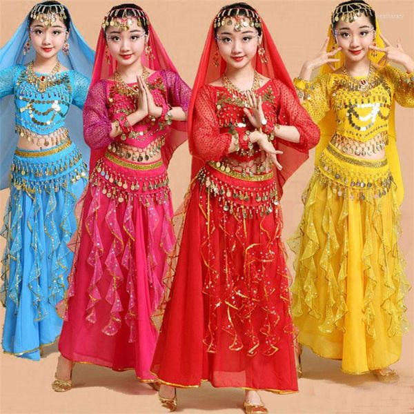 Stage desgaste da garota Profissional India DanceWear Children Belly Dance Costumes para meninas Traje de dança do Egito Bollywood