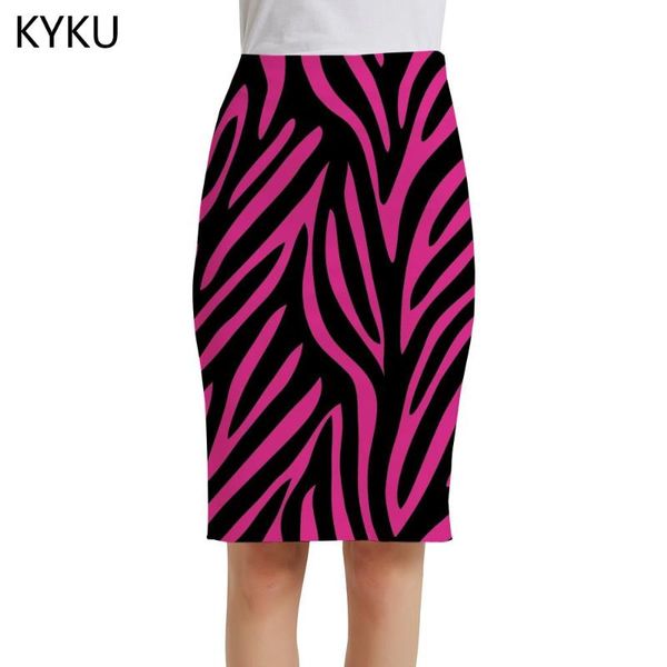 Saias Kyku Brand Stripe feminino Zebra Gradiente de lápis SunSpressos harajuku 3d saia feminina feminina