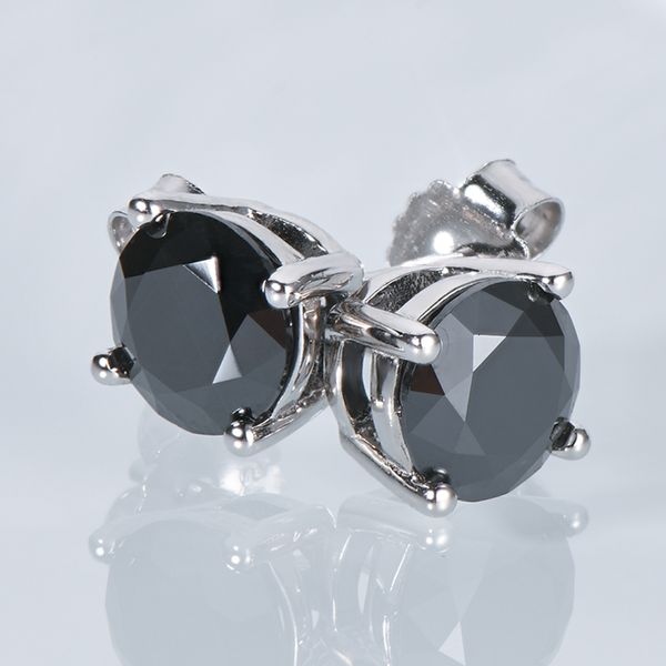 Stud IOGOU Orecchini neri per uomo Donna D Color 65mm Solitaire Diamond Solid 925 gioielli in argento sterling 230307