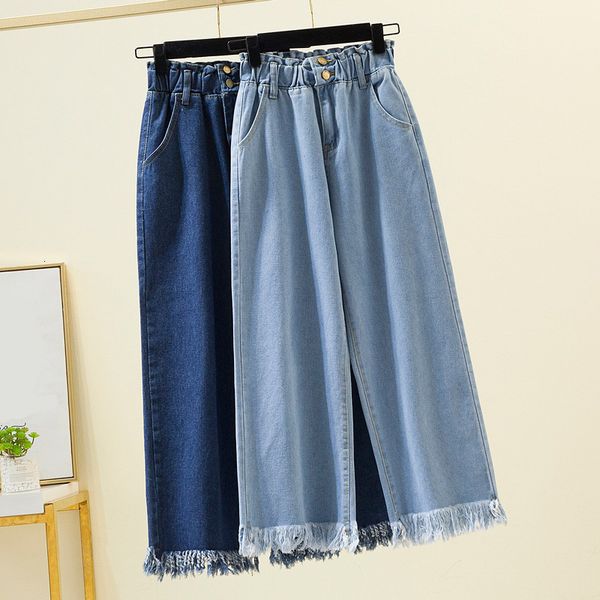 118 jeans estivi da donna femminile da donna in modo casuale gambe larghe elastiche elastico vita sottile di grandi dimensioni pantaloni da donna 230308 230308