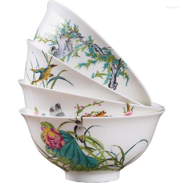 Чаши миски наборы Джингджэнь домашний керамический свет роскошные посуда в кости Китай высокого класса рисовых супов лапши