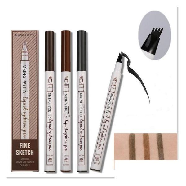 Augenbrauenverbesserer Make -up feine Skizze Flüssige Bleistift wasserdichte Tattoo Super Haltlable Smudgeproof Eye Brow Stift Abgabe Gesundheit Beau Dhxk2