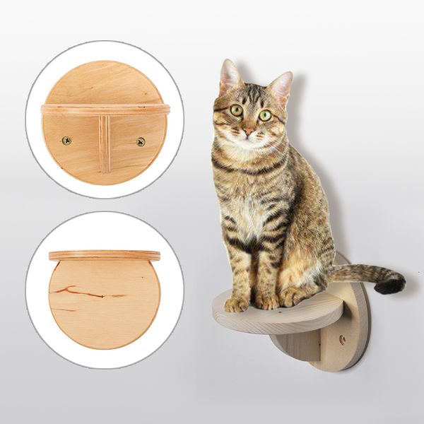 Kedi mobilya çizikler ev duvarlı kedi tırmanma çerçevesi katı ahşap atlama platformu yuvarlak merdivenler dayanıklı sıçrama tahtası 230309