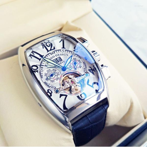 Начатые часы мужские часы FM Tourbillon Automatic Men 30m водонепроницаемые самостоятельные механические наручные часы Franck- Iris22