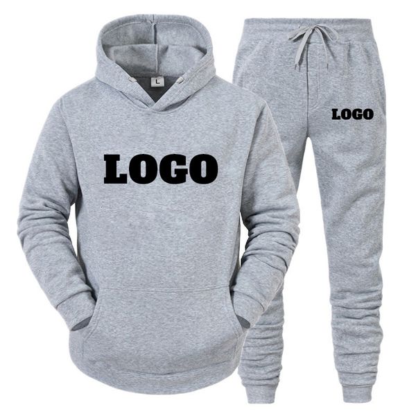 Polo da uomo personalizzata 2 pezzi set tuta felpa con cappuccio pantaloni pullover con cappuccio tuta sportiva tuta ropa hombre set da corsa casual 230308