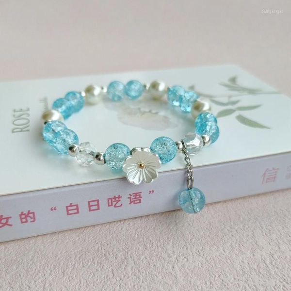 Bracelets de charme Versão coreana da pulseira Girl Lovely Explosive Crystal Floret Hand String para mulheres líquidas Red Ornamentos presentes