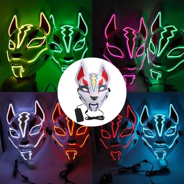 Máscara de festas de suprimentos de Halloween de LED Light Up Up Luminous Growing Japanese Anime Demon Slayer Cosplay Masks