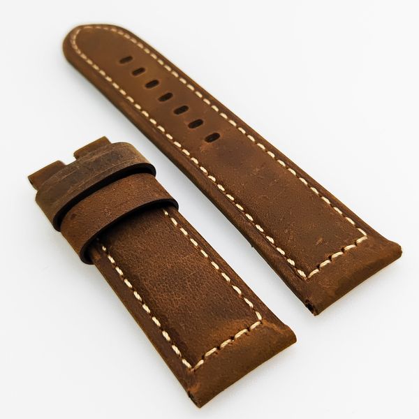 24 мм темно -коричневый nubuck calf Кожаный часовой ремешок, подходит для Pam Pam 111 Wirst Watch