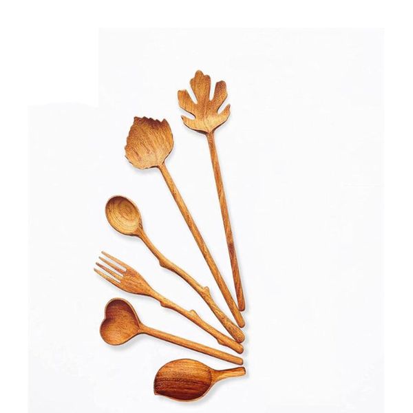 Японские столовые приборы деревянные spork Spoon Домохозяйство нерегулярная форма