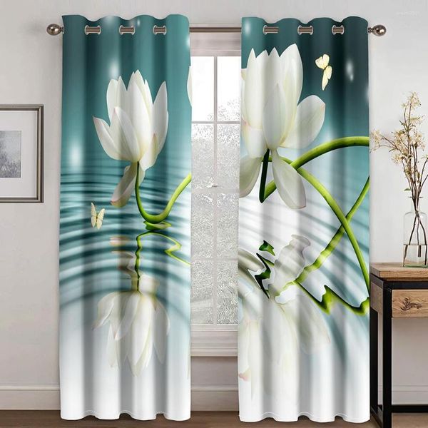 Tenda Personalizzata Fiore Bianco Tende 3D Set Per Camera Da Letto Soggiorno Ufficio El Home Tende Cortinas