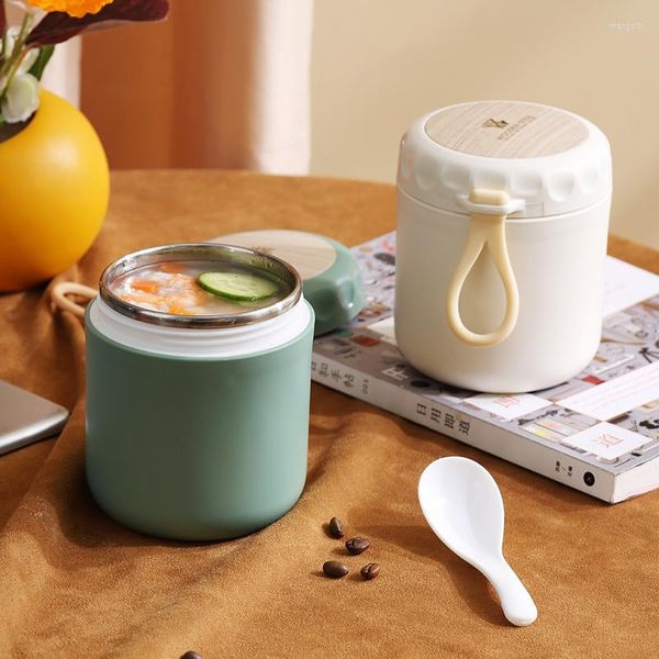 Bottiglie d'acqua Tazza da colazione in acciaio inossidabile 304 Porridge portatile Zuppa di insalata Lattina Isolamento termico Studente Ufficio Bollitore per latte all'aperto 430 ml