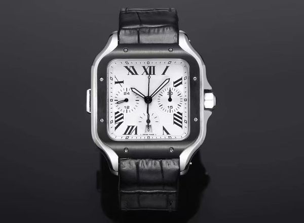 Designer Relógio de assistência masculina de 43 mm com aço inoxidável de aço inoxidável de aço inoxidável ADLC Plata