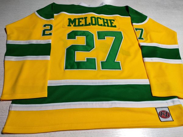 Personalizado CALIFÓRNIA GOLDEN SEALS Hóquei Jersey # 27 GILLES MELOCHE K1 Vintage Jerseys Amarelo Ed Qualquer Nome Número S-5XL